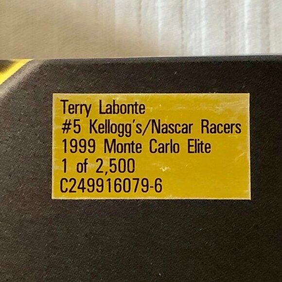 Terry Labonte #5 Kellogg's/ Nascar Racers 1999 Monte Carlo Elite 1:24 Die Cast C - Picture 8 of 8